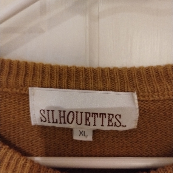 Silhouettes woman's gold sparkle long sleeve sweater. XL - Picture 4 of 6